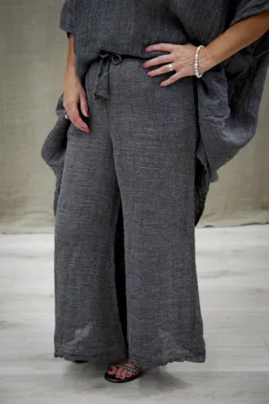 Alessa Wide Leg Pants - Black & White Woven