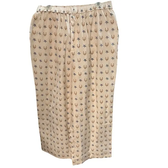 Anthropologie The Wren Boxer Pants in Cream Horseshoe Motif Size L. NWT