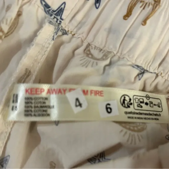Anthropologie The Wren Boxer Pants in Cream Horseshoe Motif Size L. NWT