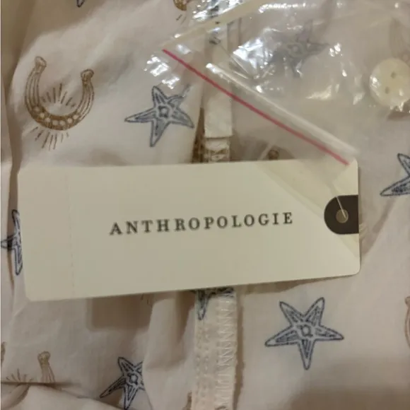 Anthropologie The Wren Boxer Pants in Cream Horseshoe Motif Size L. NWT