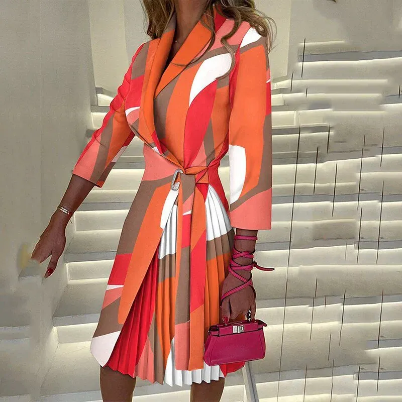 Araxie® | Elegant Notched Collar Blazer Dress