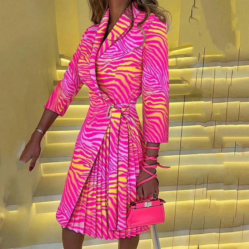 Araxie® | Elegant Notched Collar Blazer Dress