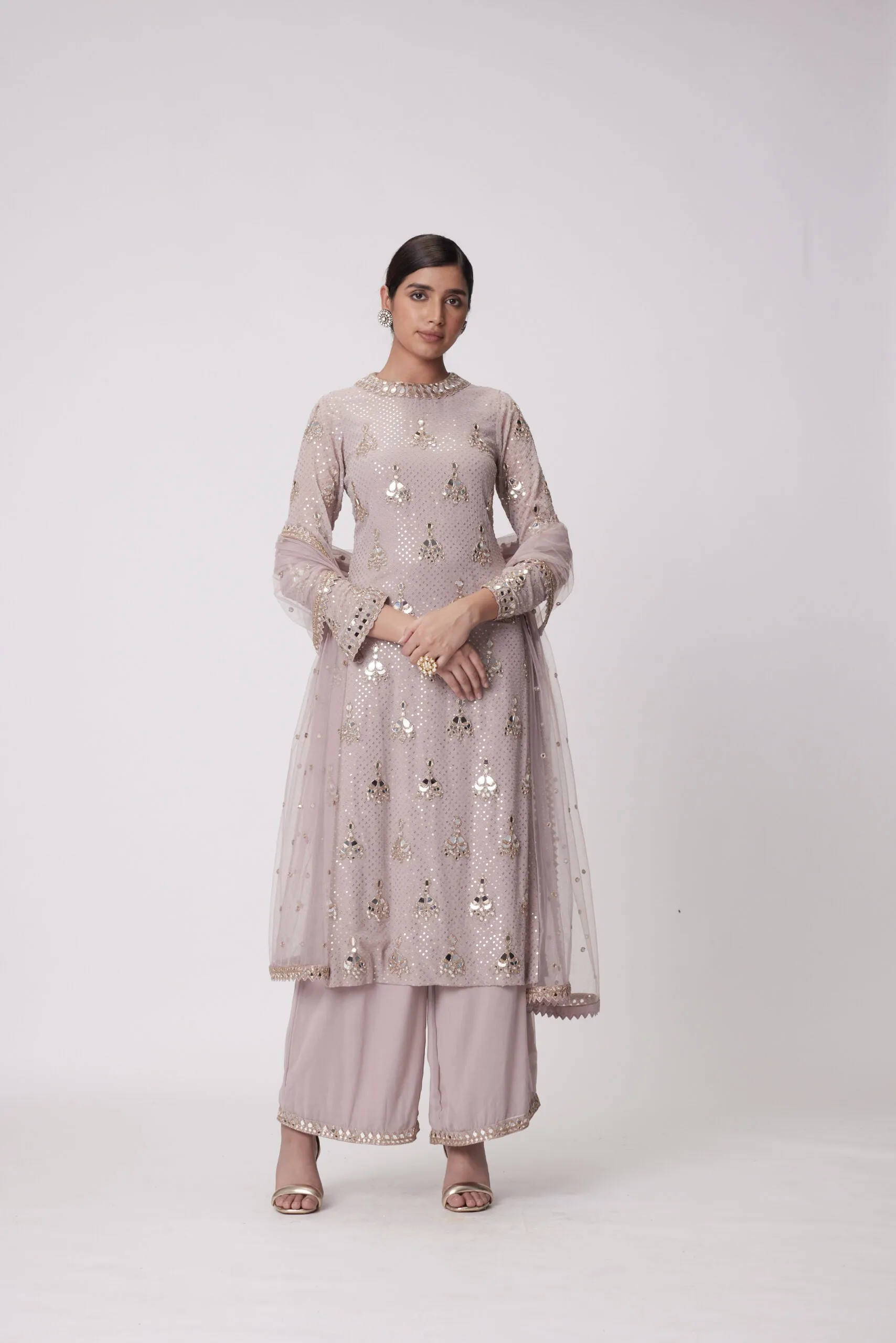 Ash Pink Straight Kurta Set
