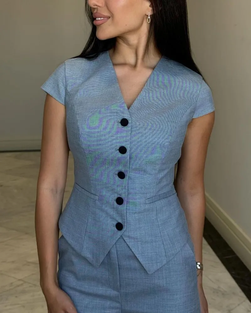 Aspasia® | Short Sleeve Blazer And Trousers Set