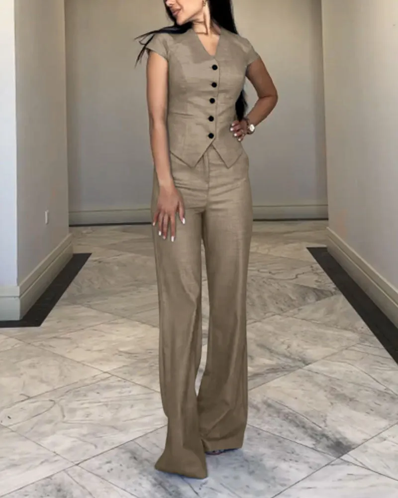 Aspasia® | Short Sleeve Blazer And Trousers Set