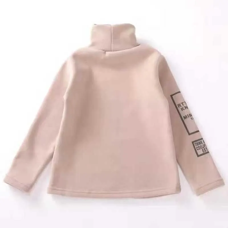 Autumn Winter Fashion Korean Kids Boy Warm Turtleneck Sweatshirts Boys Letter Pullover Sweaters High Street Plush Teenage Boys Outwear