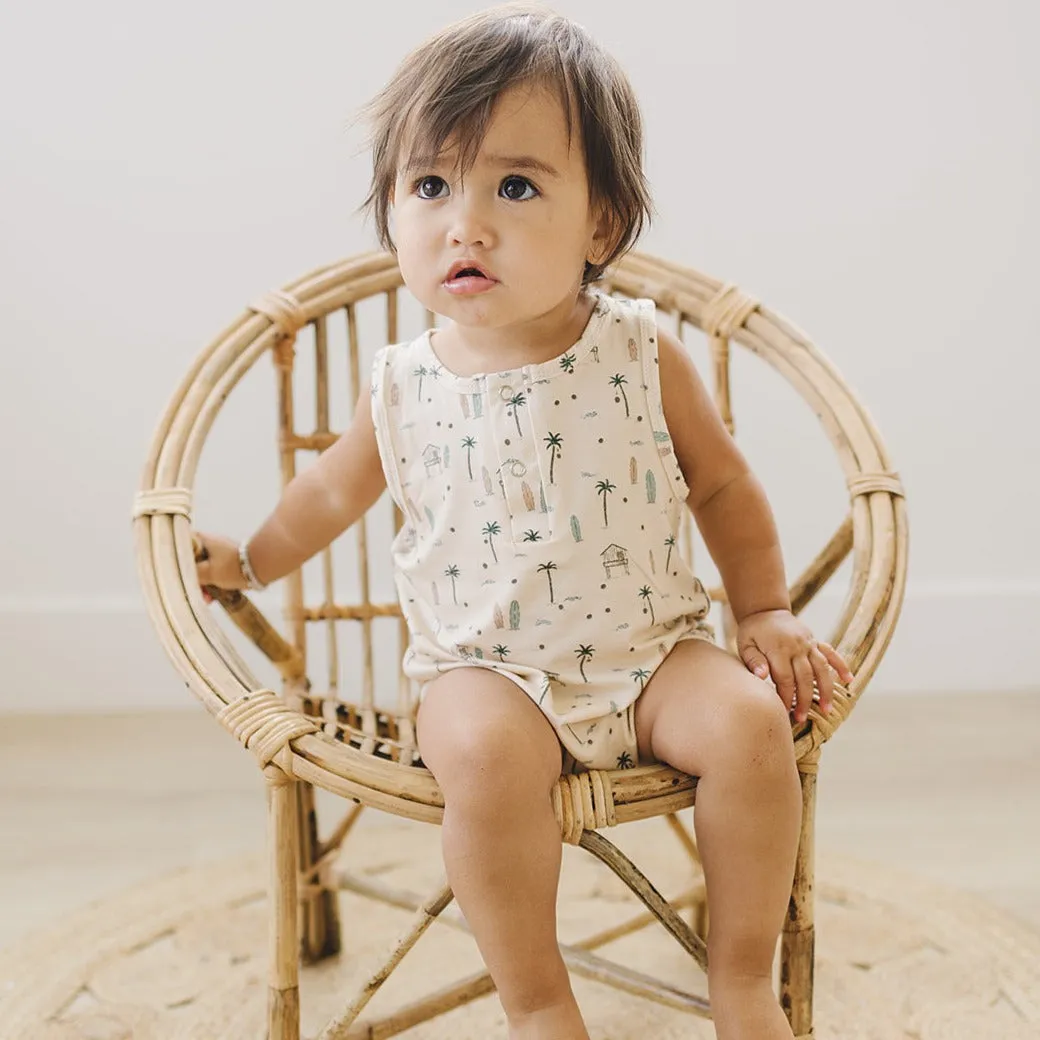 Bamboo Tank Romper - Surfside