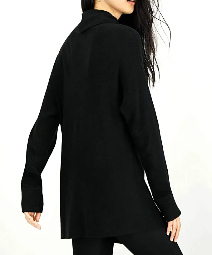 Bar III | Zipper-Trim Turtleneck Sweater | Deep Black | S