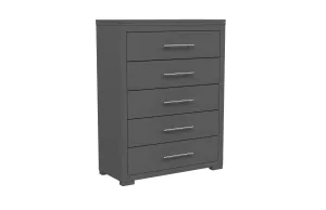 Barton 5 drawer chest storage for bedroom decoration, dark grey