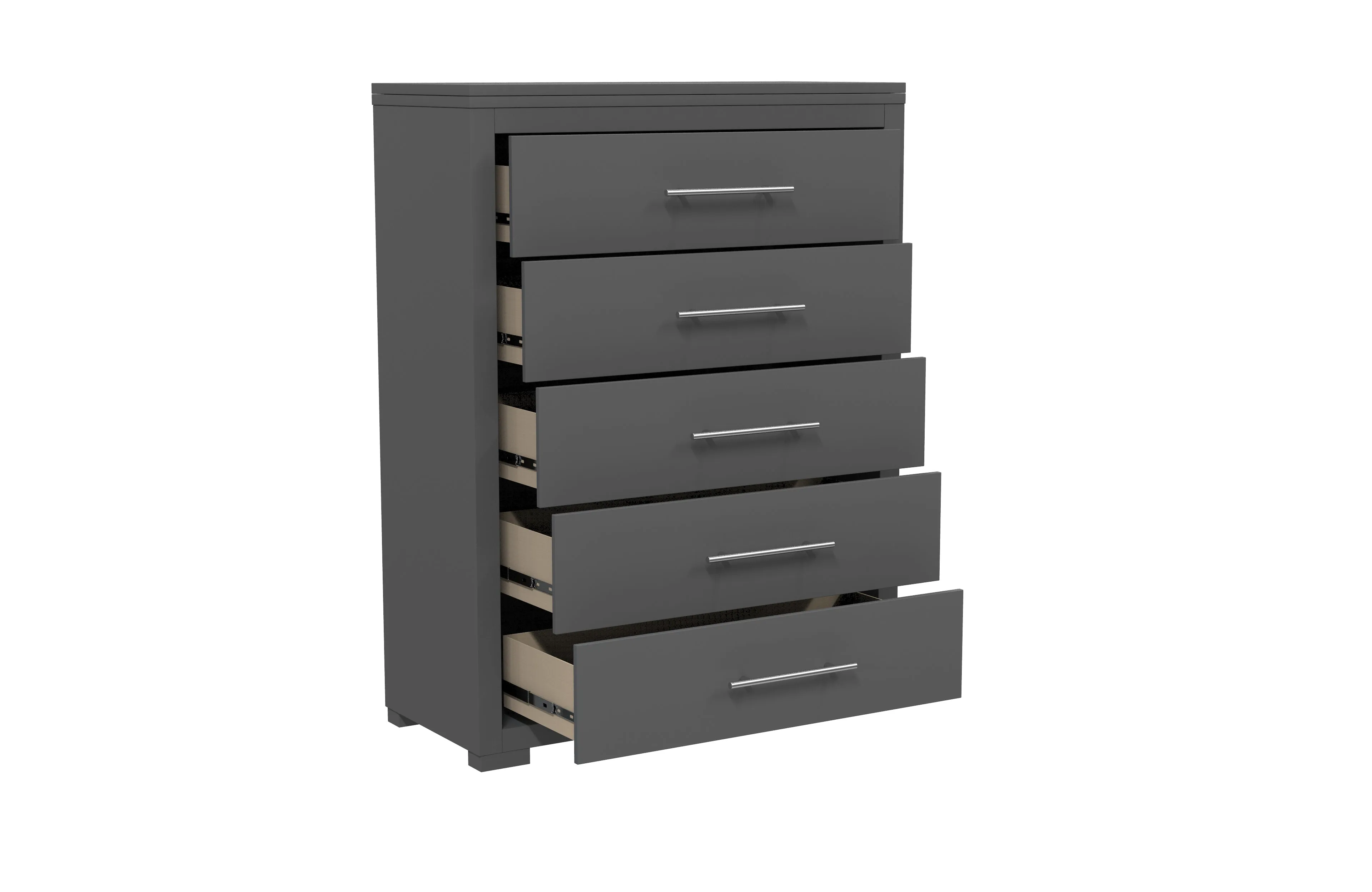 Barton 5 drawer chest storage for bedroom decoration, dark grey