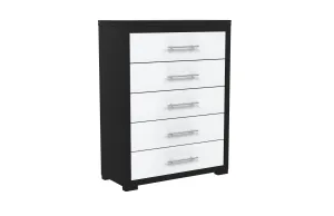 Barton 5 drawer chest storage for bedroom decoration, java & white