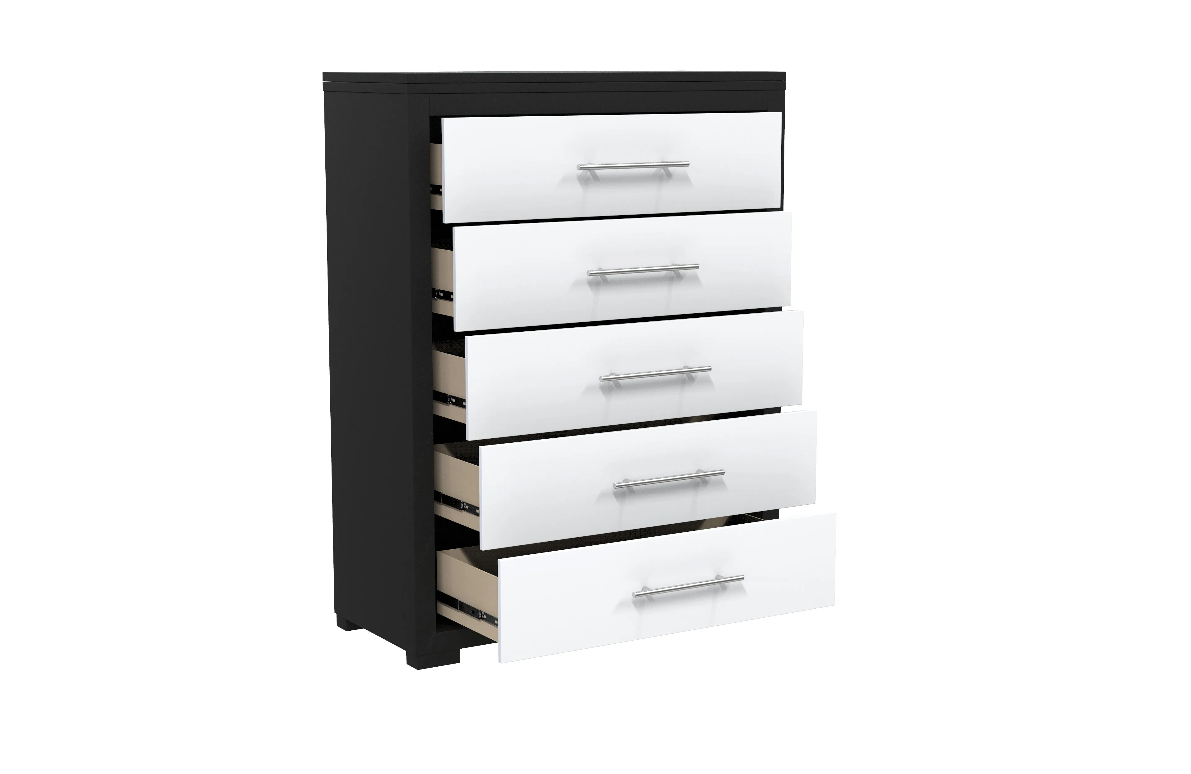 Barton 5 drawer chest storage for bedroom decoration, java & white