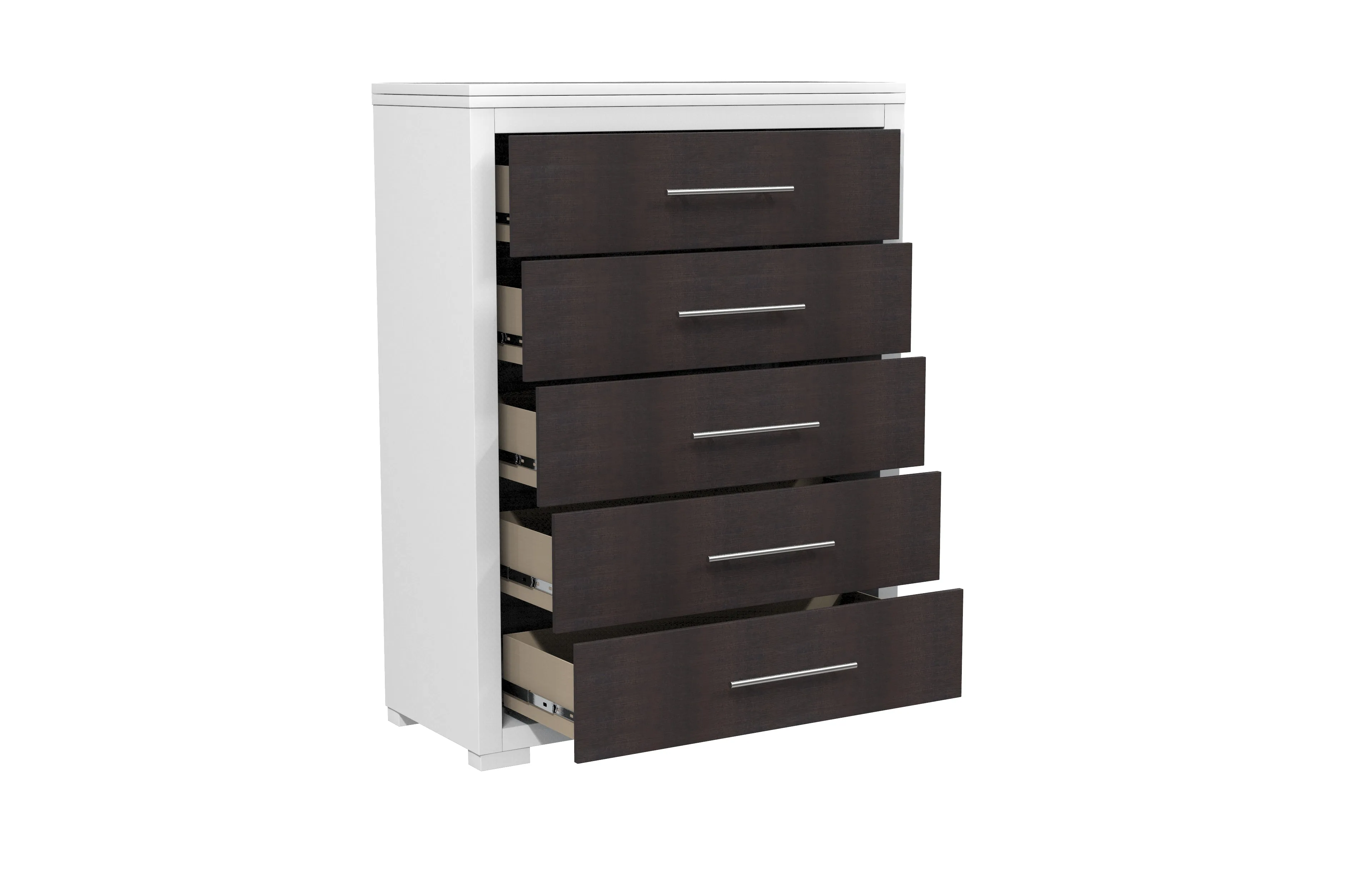 Barton 5 drawer chest storage for bedroom decoration, wood barn & white