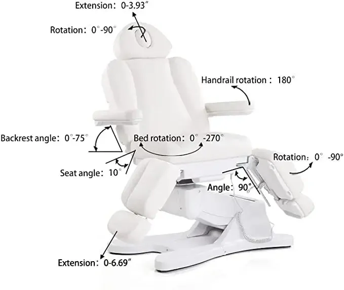 Beautyace Rotating Euphro Facial Bed Separated Legrests