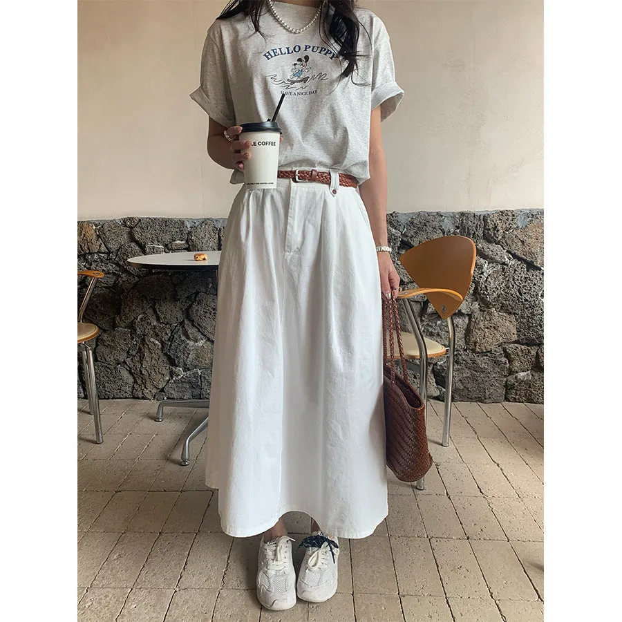 Belted A-line skirt