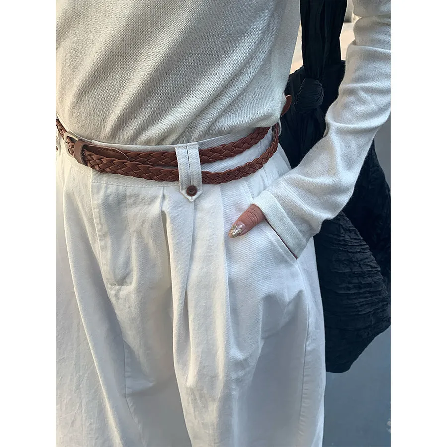 Belted A-line skirt