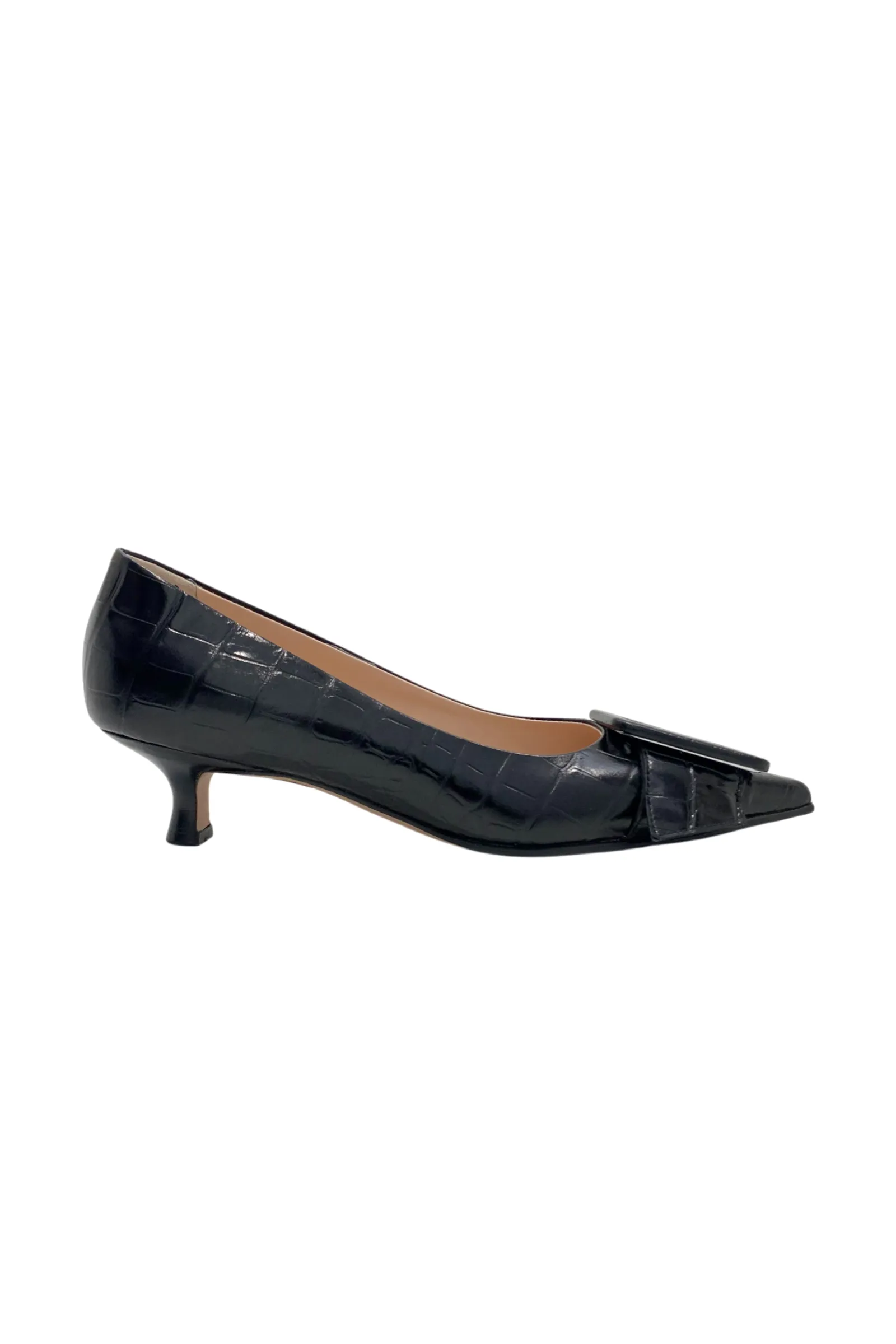 Black Congo Kitten Heel Shoe