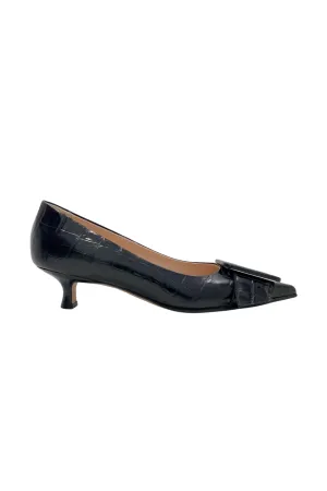 Black Congo Kitten Heel Shoe
