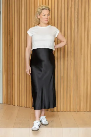 Black Satin Maternity Skirt