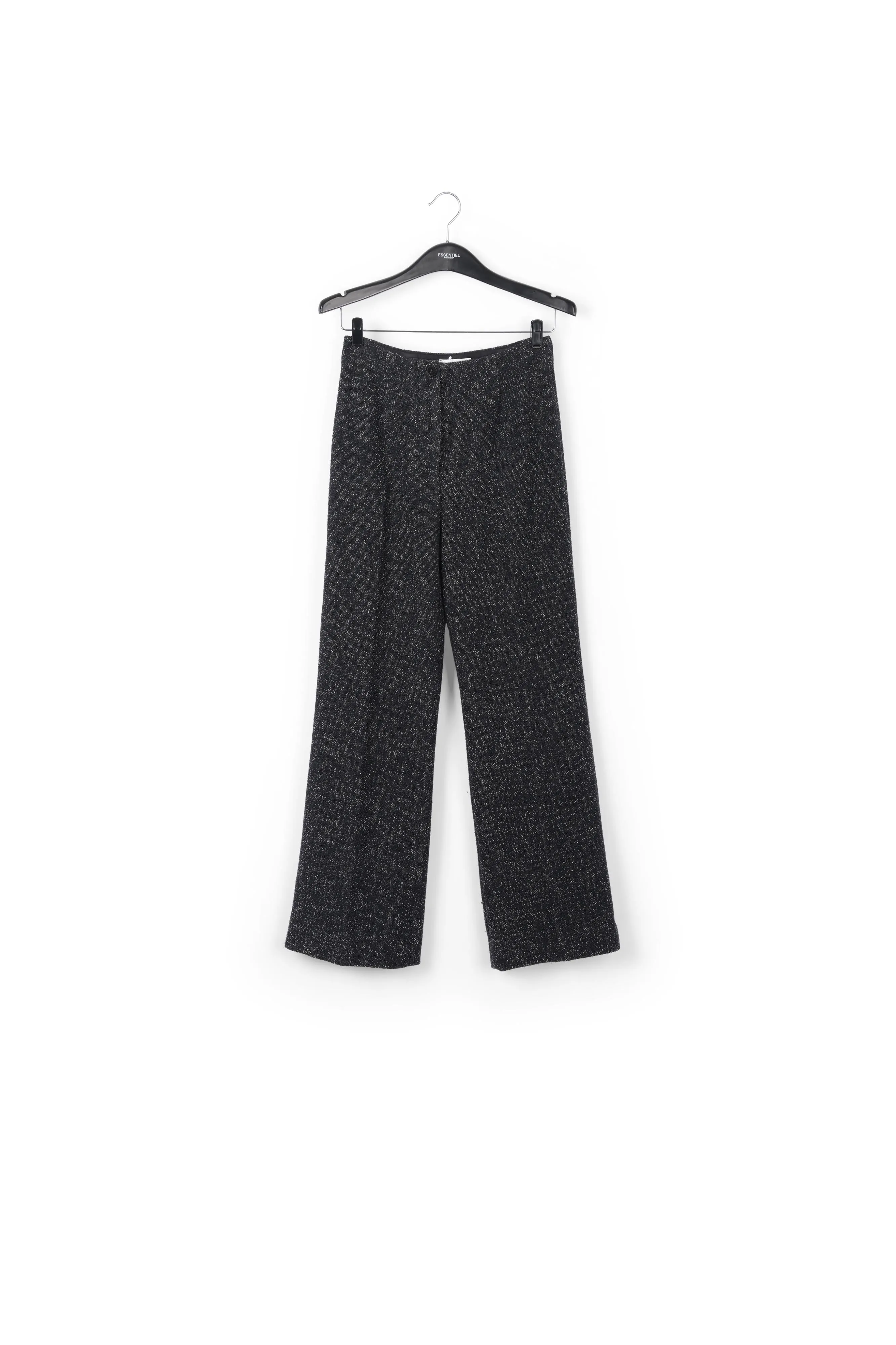 Black wide-leg bouclé pants