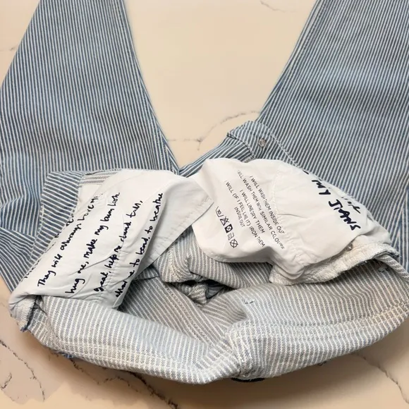 Boden Slim Straight Striped Blue and White Jeans