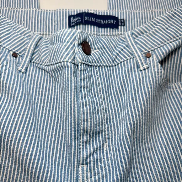 Boden Slim Straight Striped Blue and White Jeans