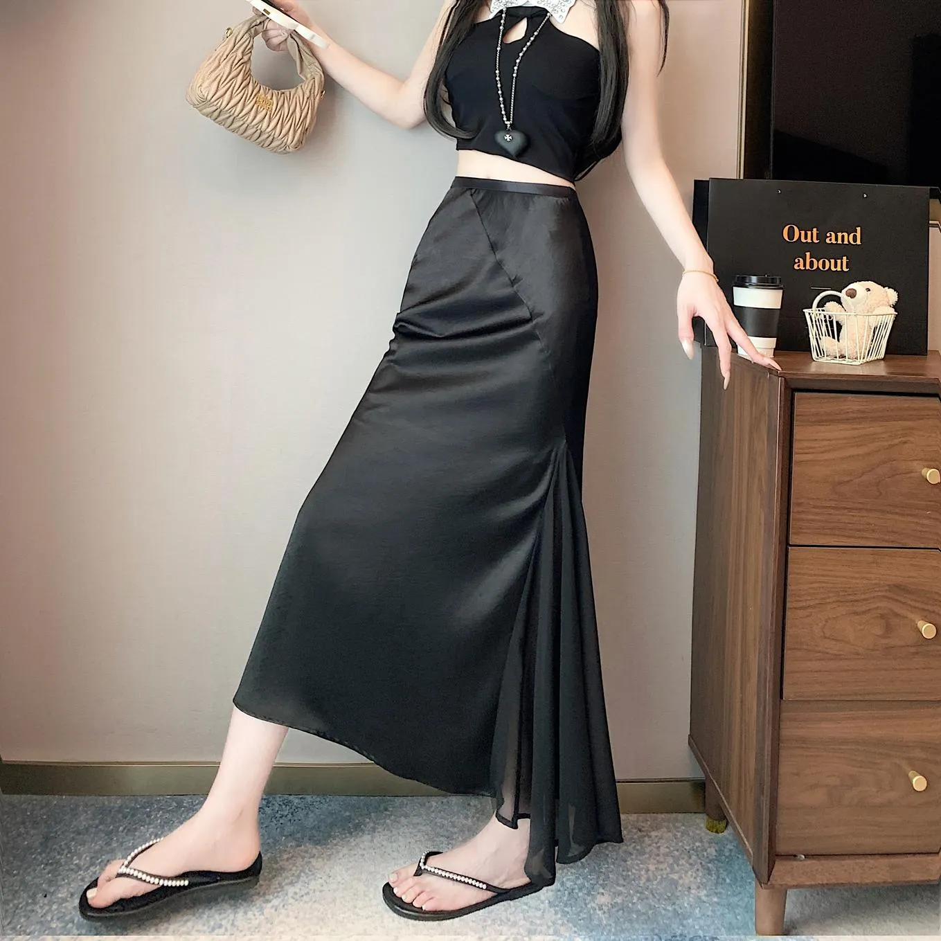 Bodycon Patchwork Mesh Pencil Skirt for Effortless Style