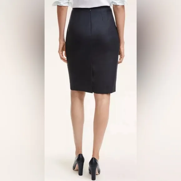 Brooks Brothers Black Stretch Wool Blend Lined Pencil Skirt Women's Size 12