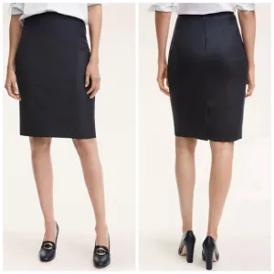 Brooks Brothers Black Stretch Wool Blend Lined Pencil Skirt Women's Size 12