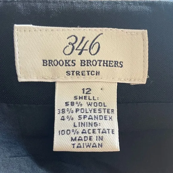 Brooks Brothers Black Stretch Wool Blend Lined Pencil Skirt Women's Size 12