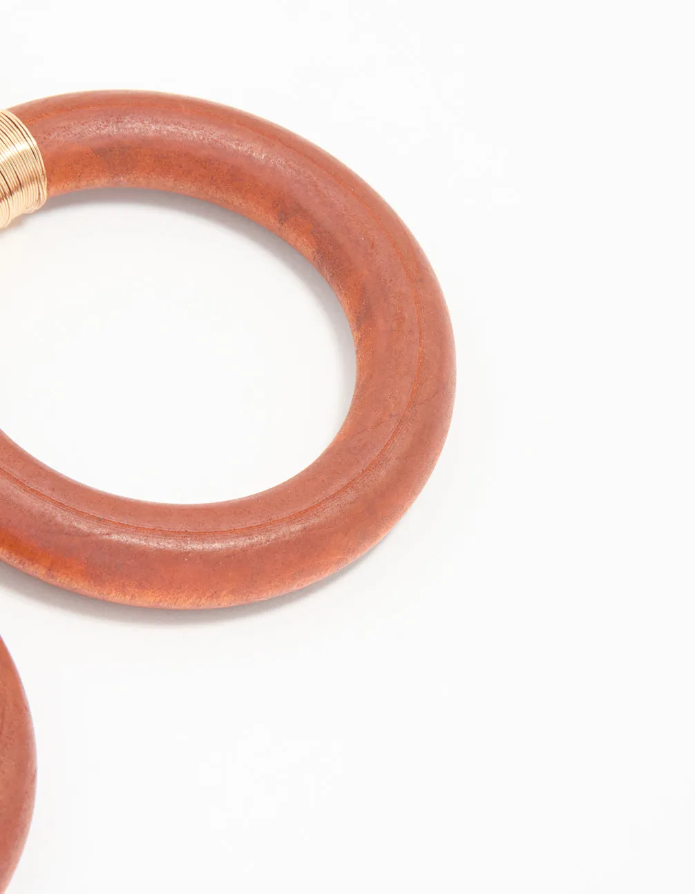 Brown & Gold Oval Wrapped Drop Earrings