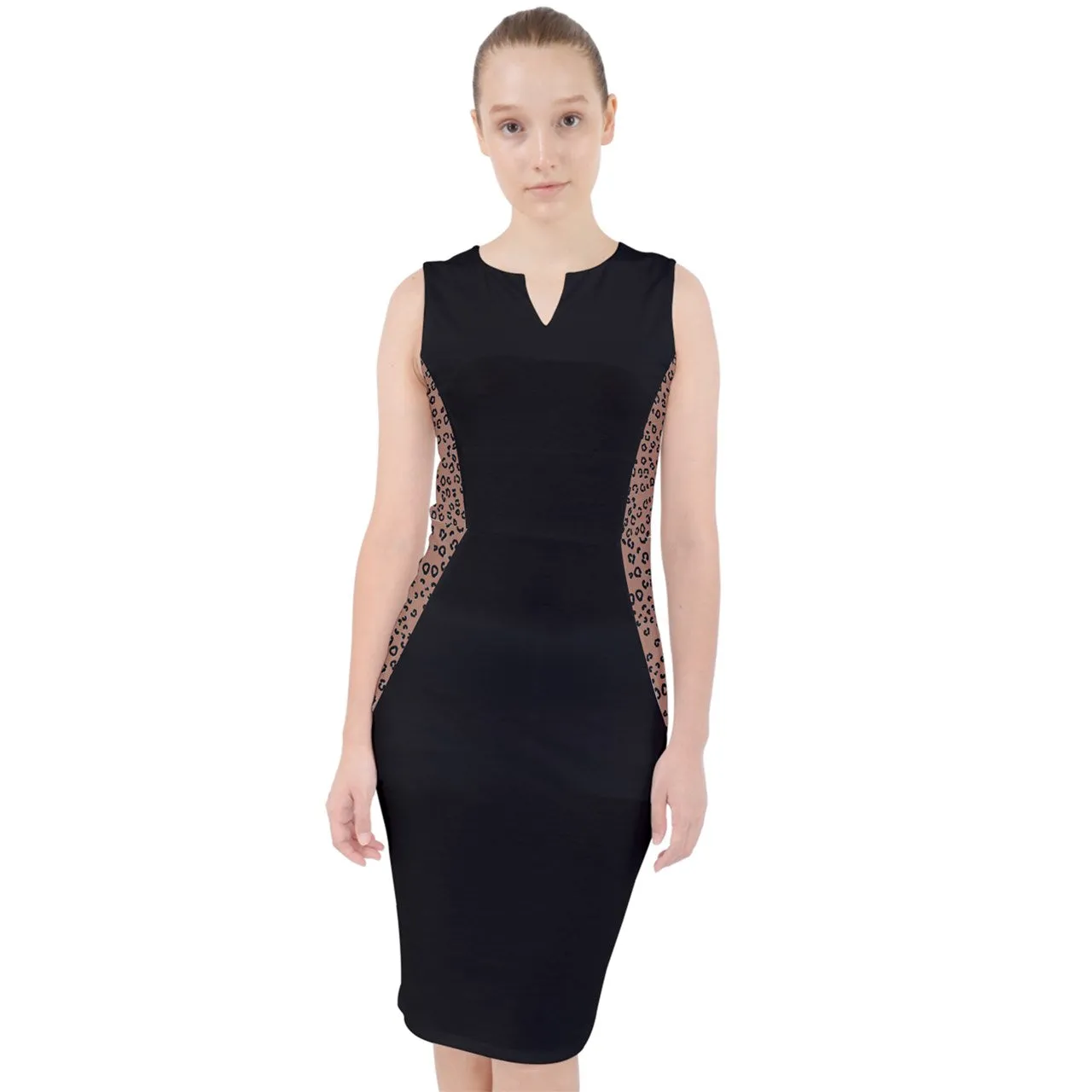 brown cheetah Midi Bodycon Dress