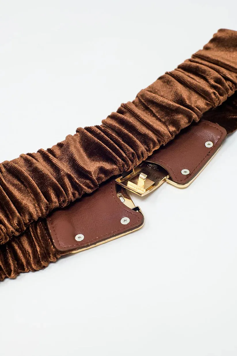 BROWN ELASTIC VELVET BELT