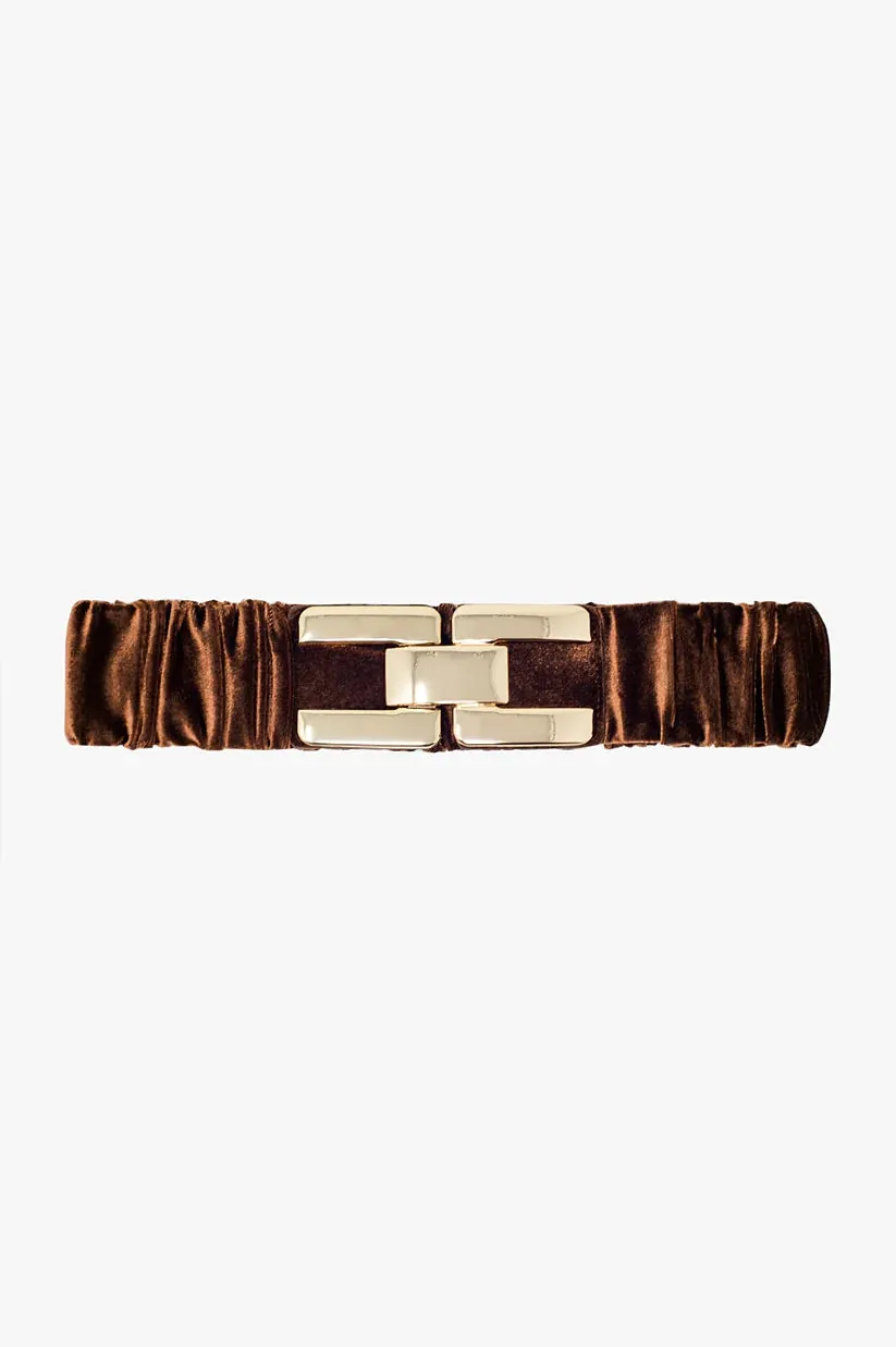BROWN ELASTIC VELVET BELT