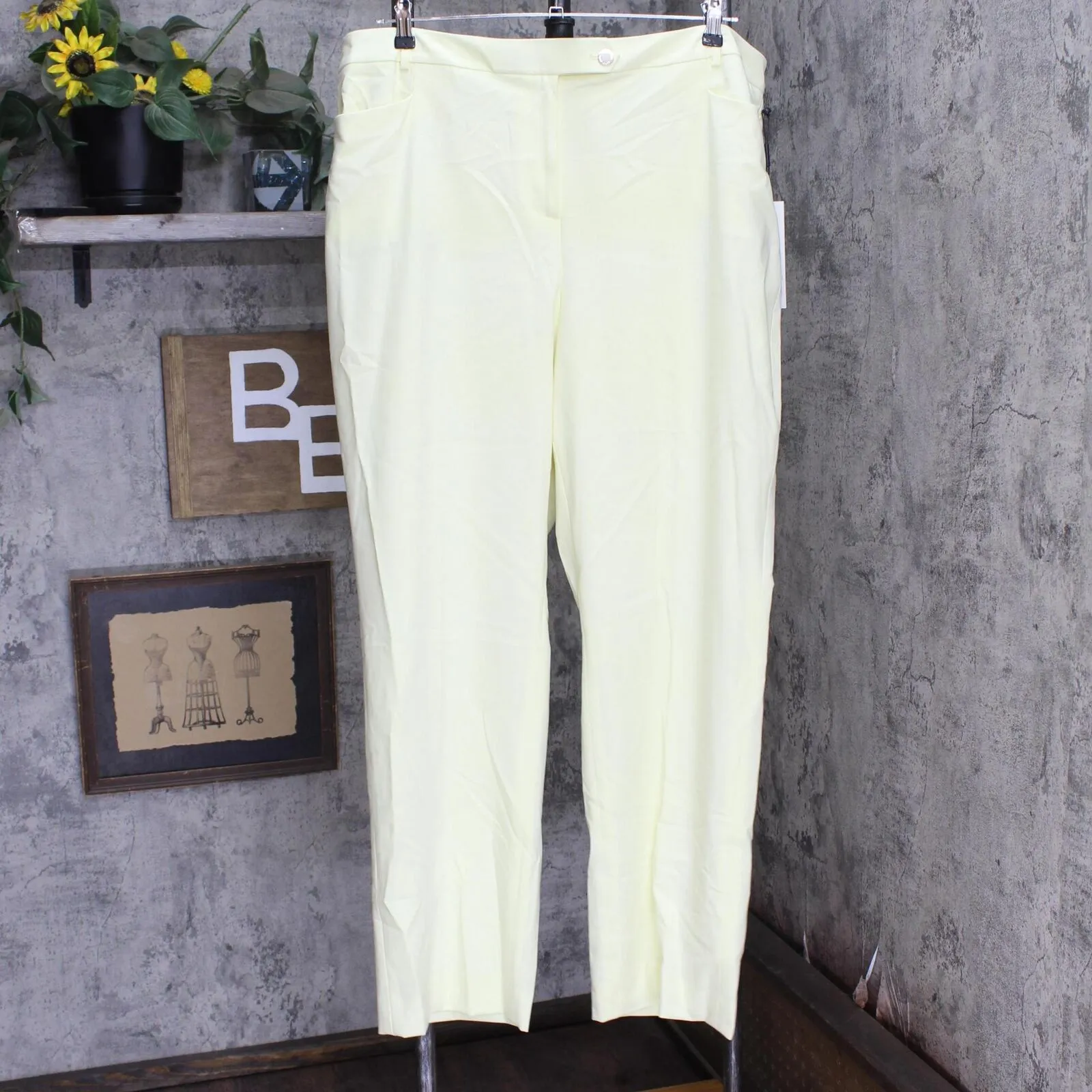 Calvin Klein Plus Size Lux Modern-Fit Straight-Leg Pants Endive Yellow 18W