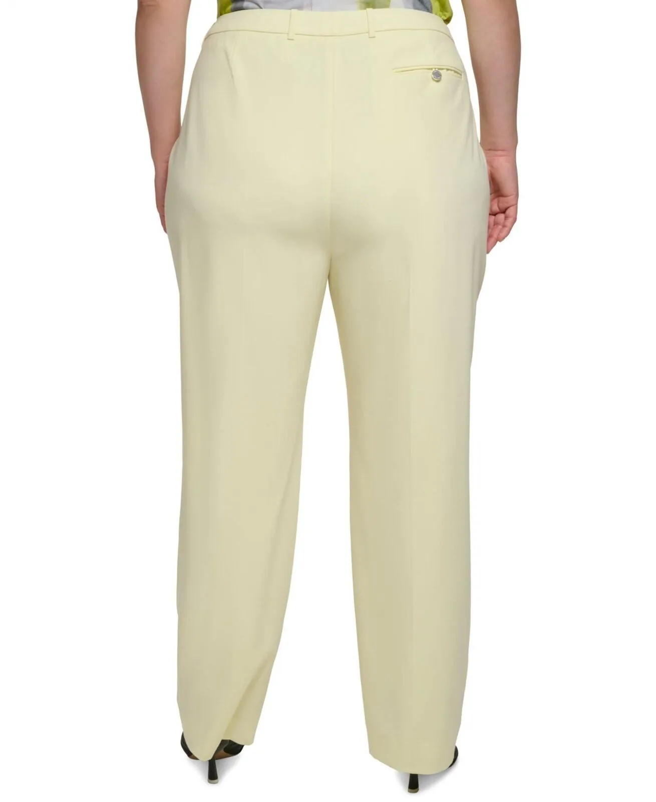 Calvin Klein Plus Size Lux Modern-Fit Straight-Leg Pants Endive Yellow 18W