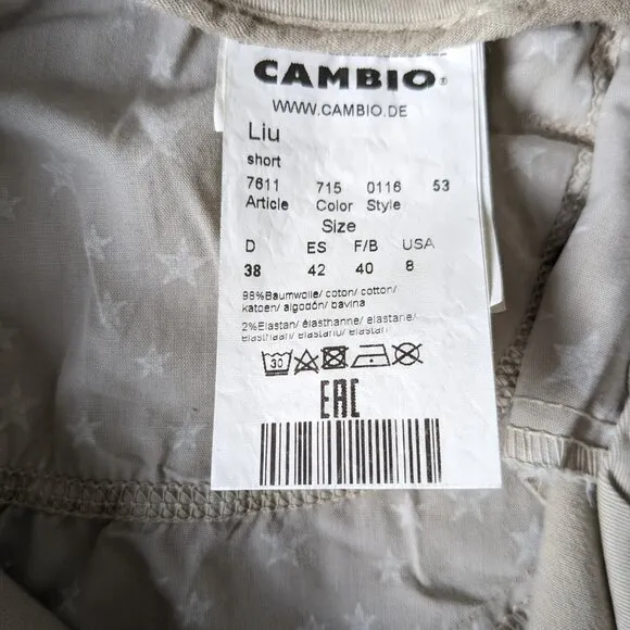 CAMBIO Liu Women's Straight Leg Jeans  Size 8 (US)  Tan  NWOT