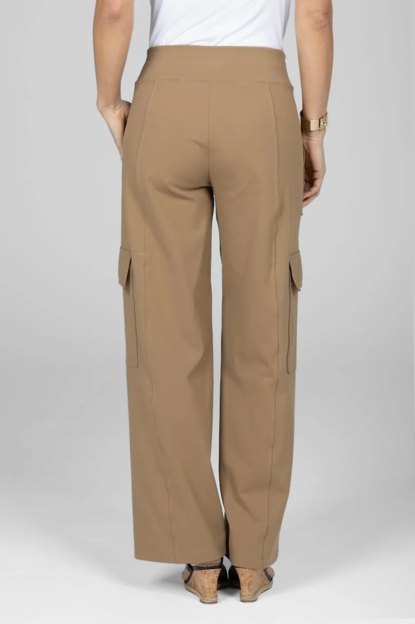 CARGO POCKET WIDE LEG PANT: BRITISH KHAKI
