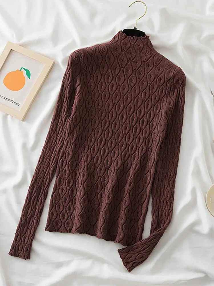Cashmere Turtleneck Women Sweaters Autumn Winter Warm Pullover Slim Tops Knitted Sweater Jumper Soft Pull Female