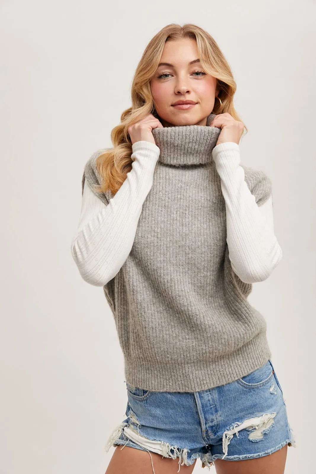 Cassie- Turtleneck Sweater Knit Vest