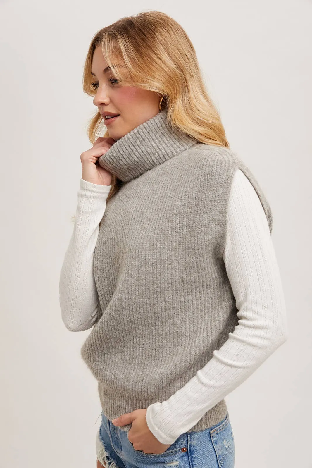 Cassie- Turtleneck Sweater Knit Vest