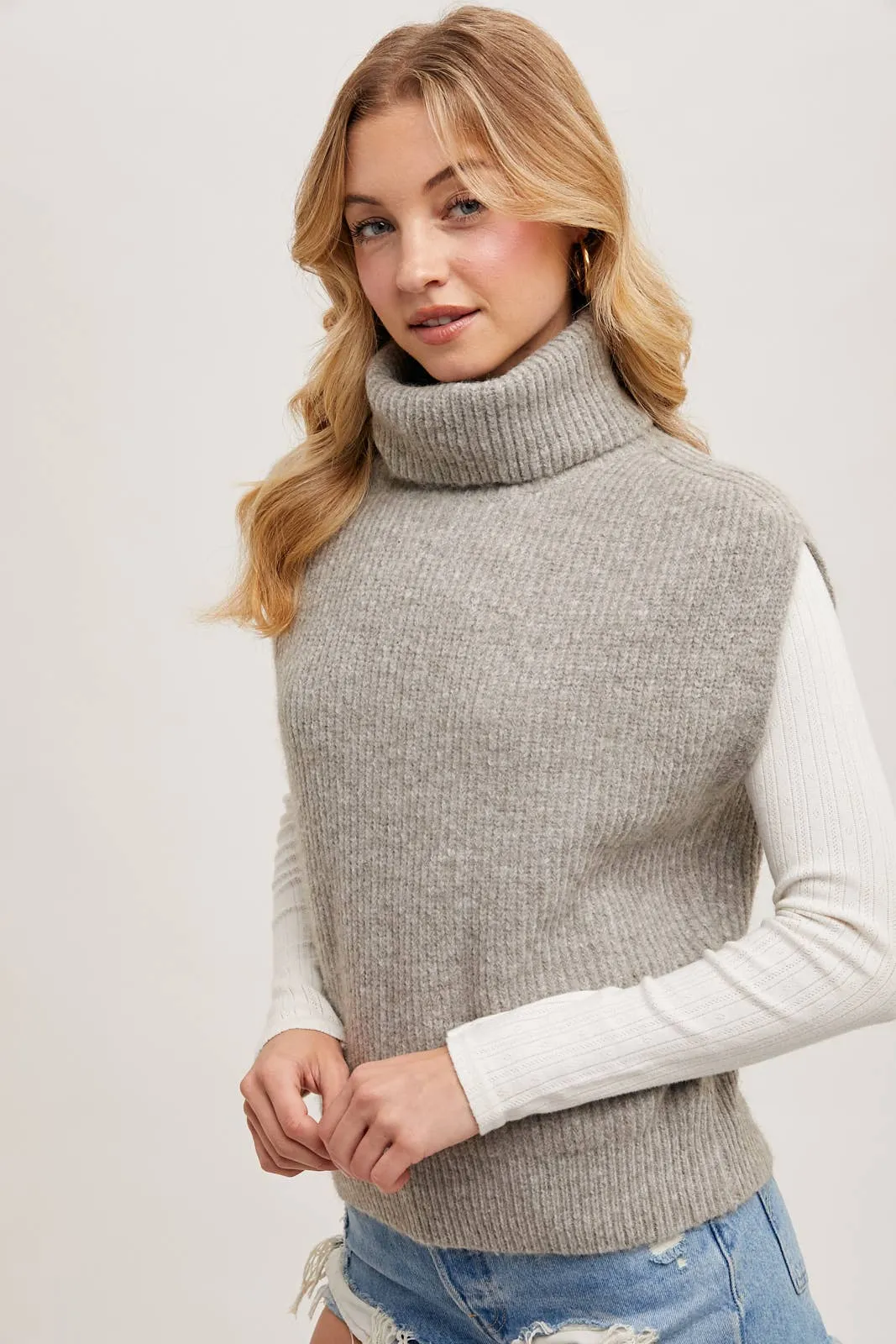 Cassie- Turtleneck Sweater Knit Vest