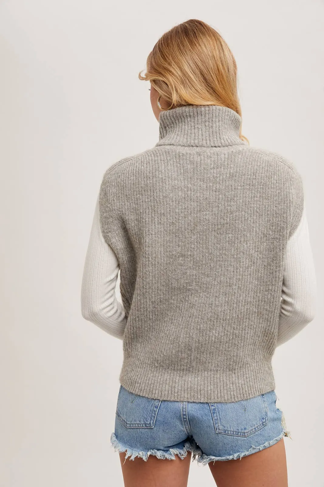 Cassie- Turtleneck Sweater Knit Vest