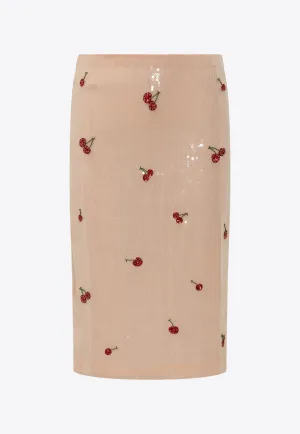 Cherries Sequin Embellished Skirt