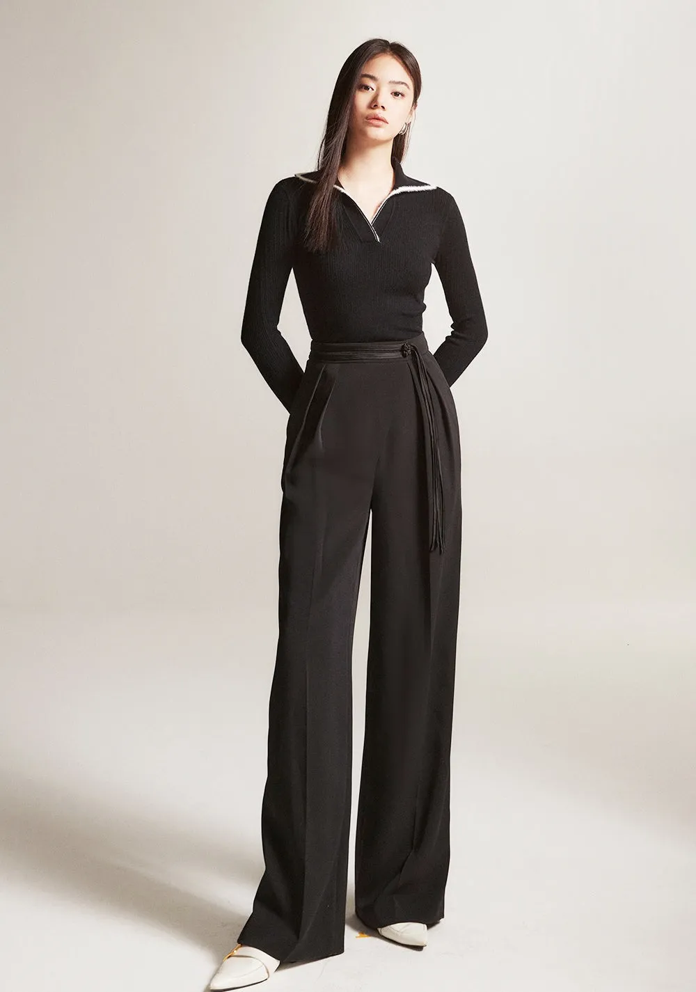 Chinese Style Fringe Straight Leg Not Wide Leg Pants