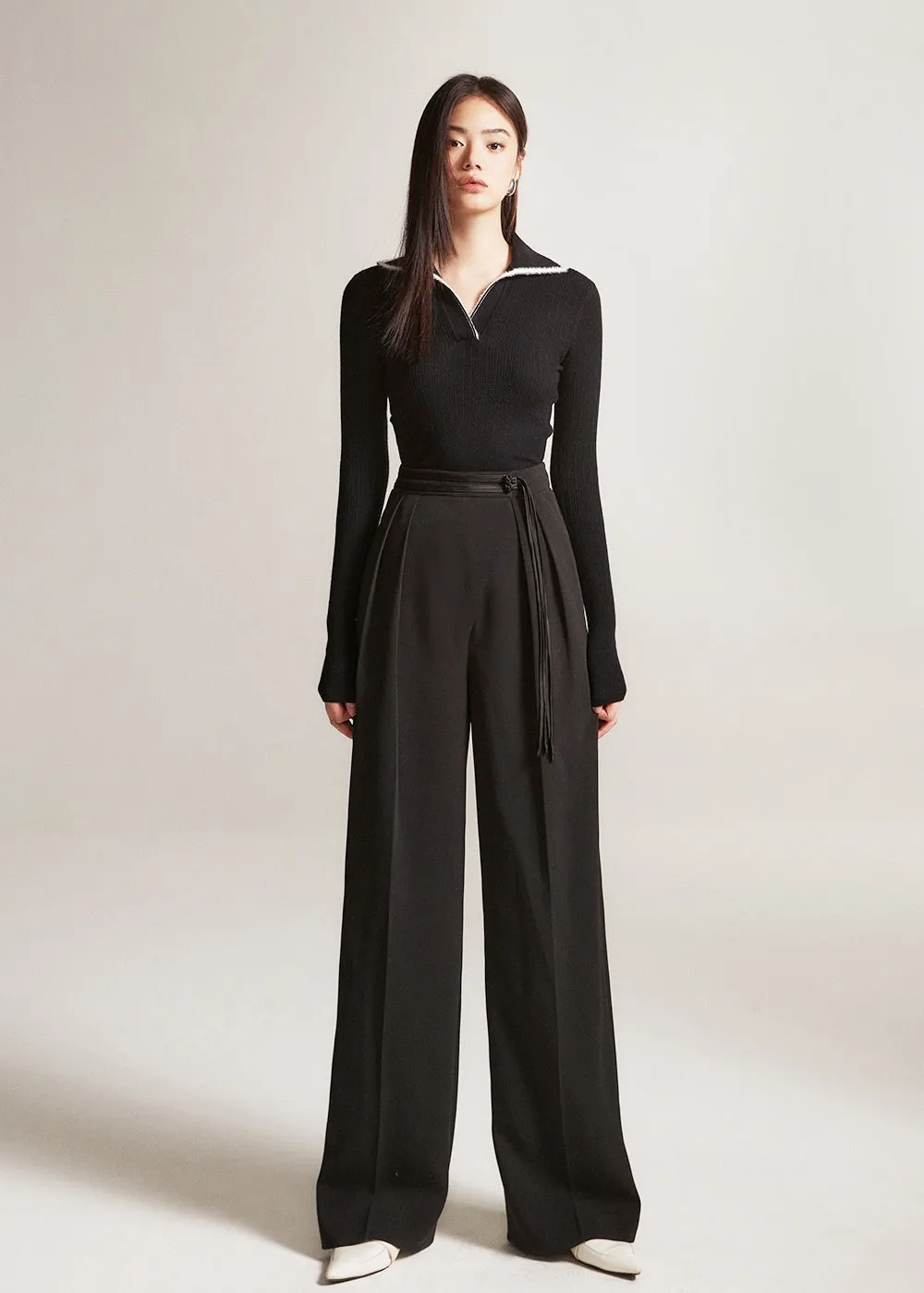 Chinese Style Fringe Straight Leg Not Wide Leg Pants