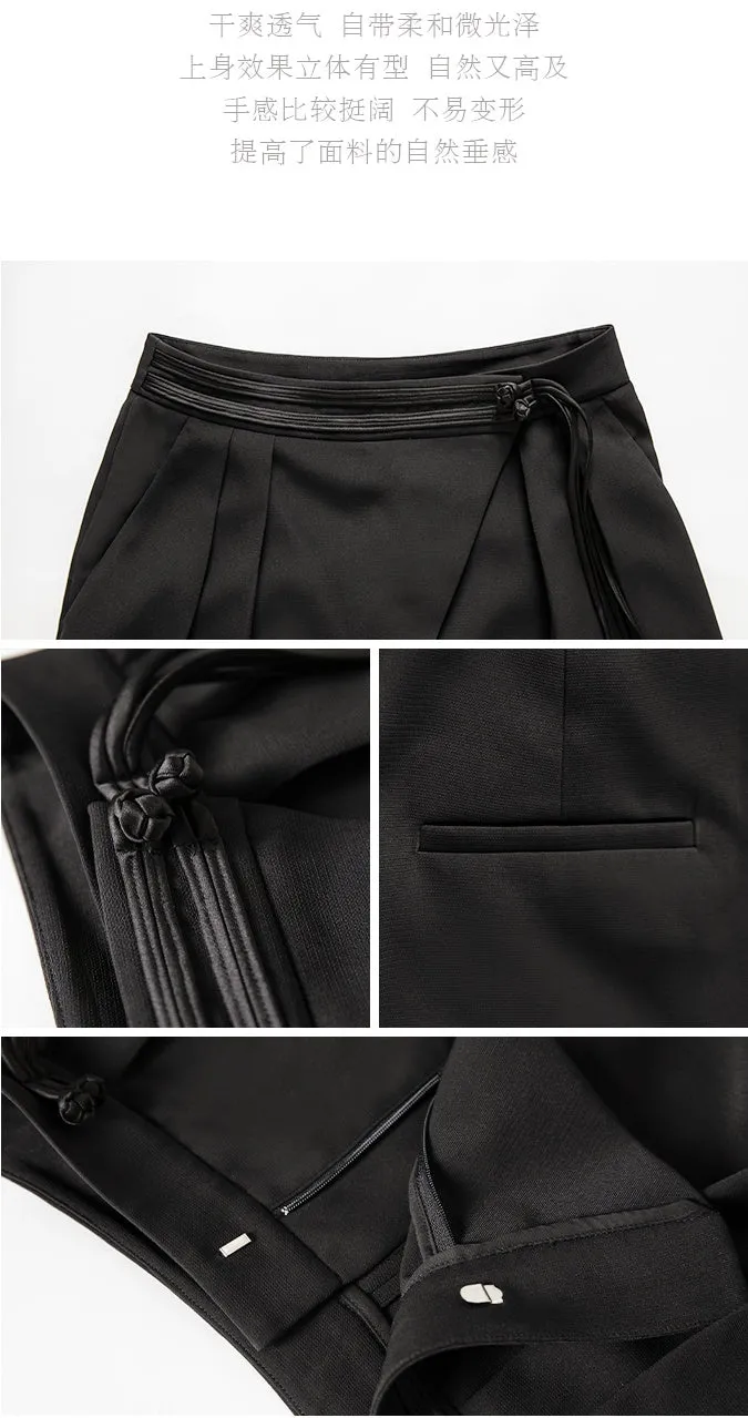 Chinese Style Fringe Straight Leg Not Wide Leg Pants