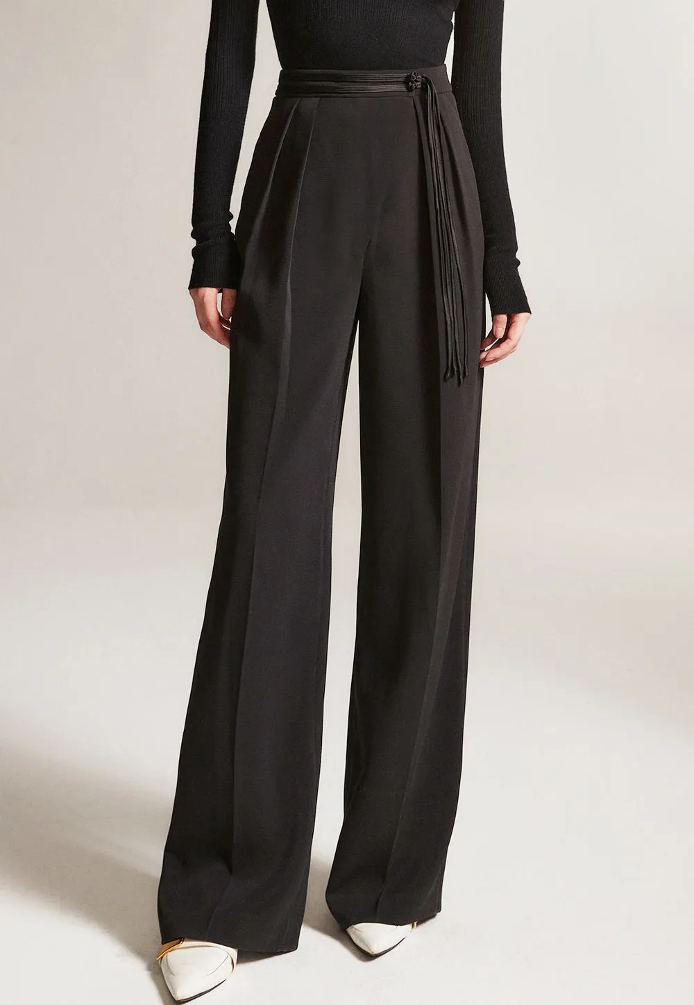 Chinese Style Fringe Straight Leg Not Wide Leg Pants