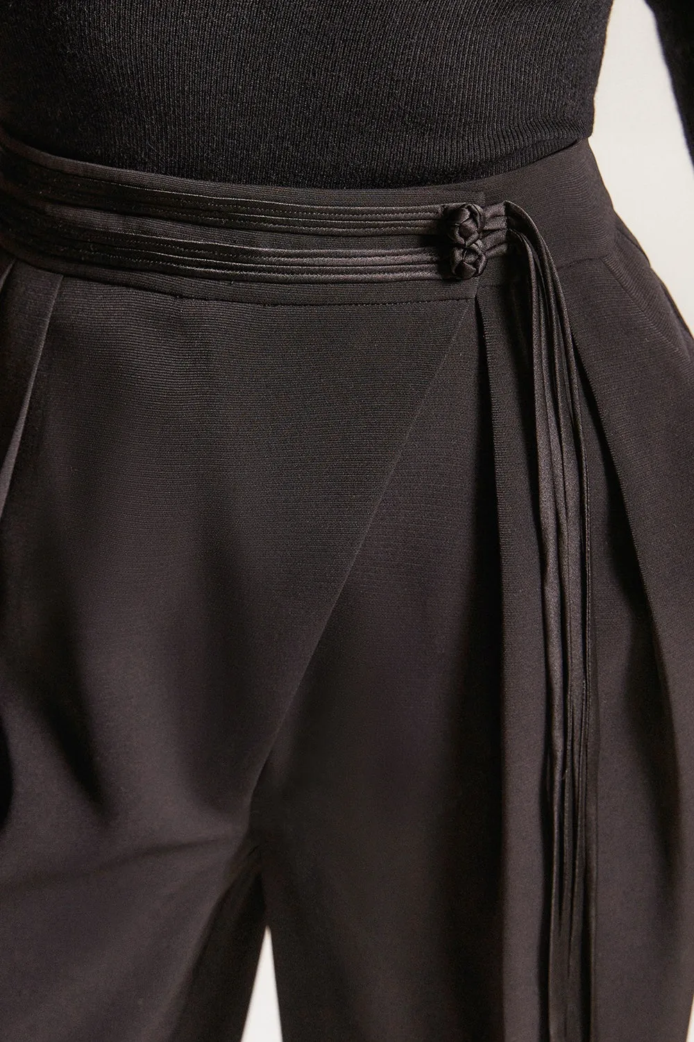 Chinese Style Fringe Straight Leg Not Wide Leg Pants