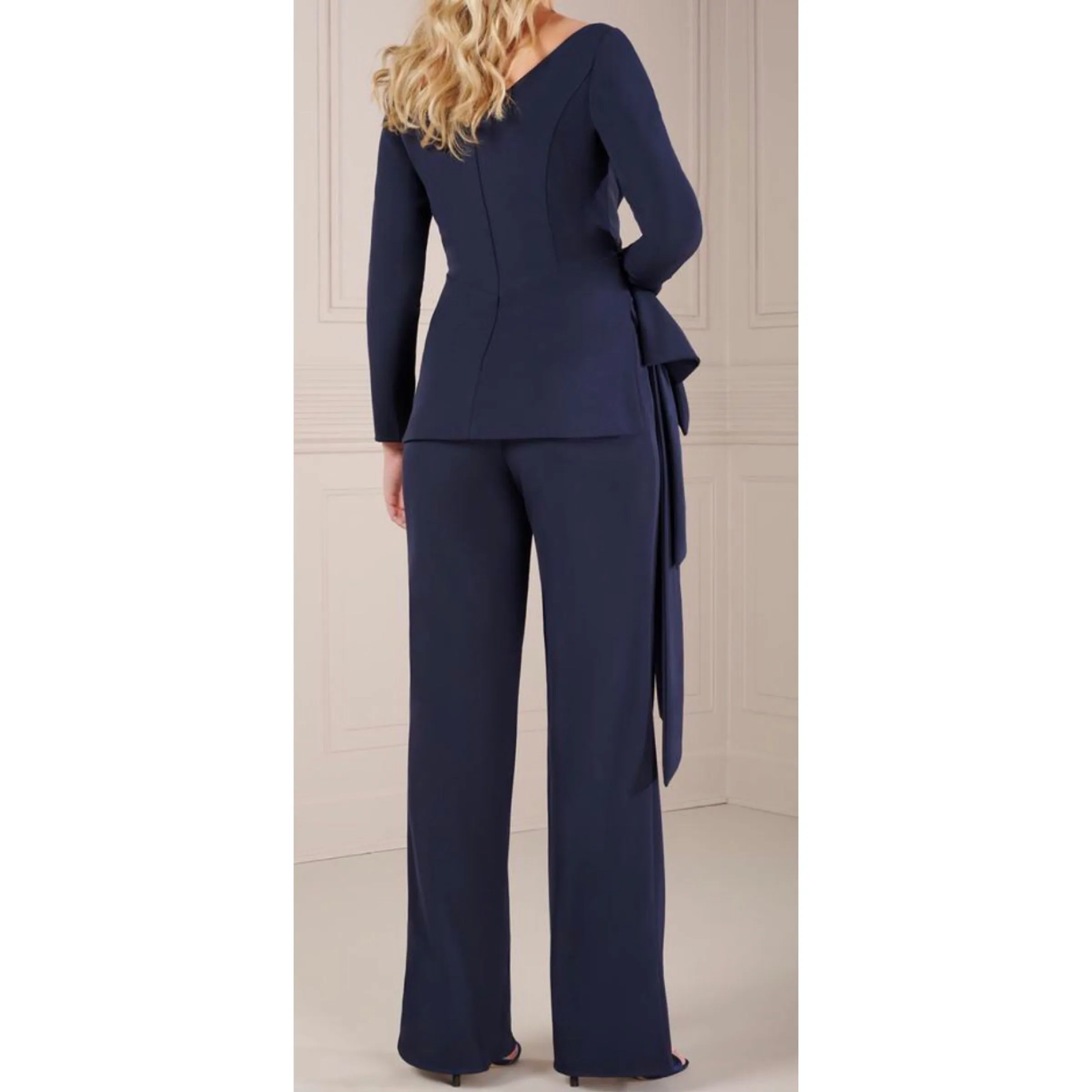 CHRISTINA WU Style 17153 Side Draped Pantsuit Navy Size 18 NWT